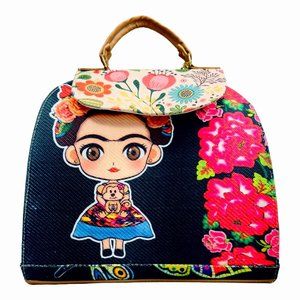 Artisan Made Frida Kahlo Canvas Faux Leather Tote Backpack From Coyoacan Mexico